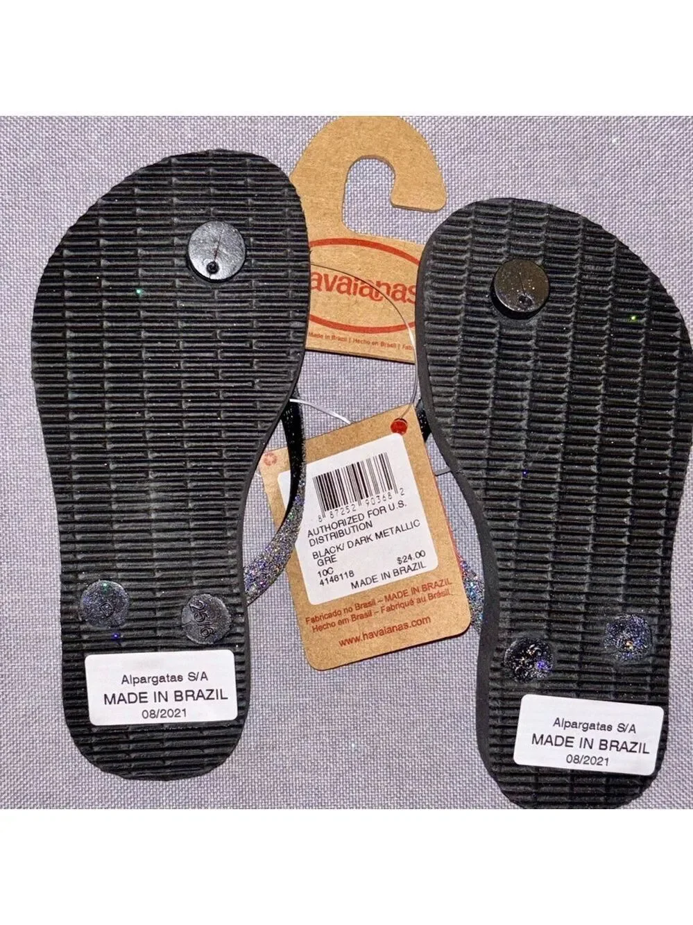 Havaianas Black Glitter Flip Flops